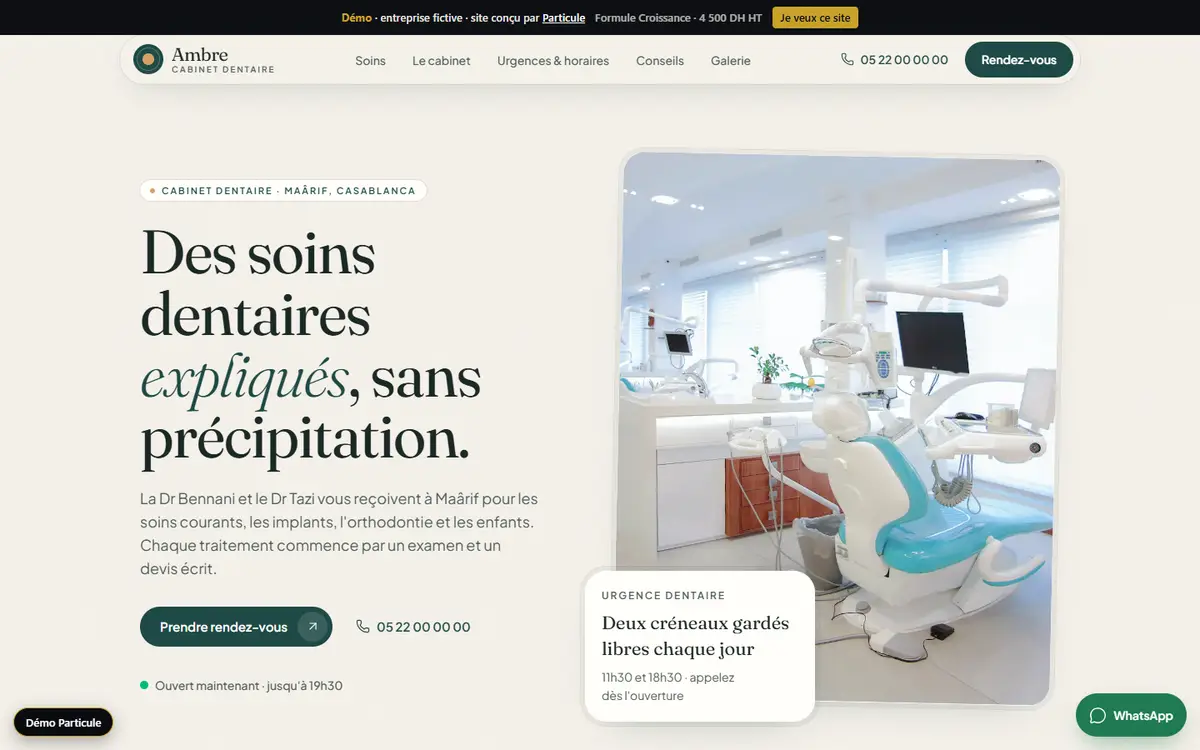 Home page of the Cabinet dentaire Ambre demo
